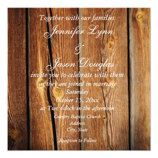 Rustic Country Barn Wood Wedding Invitations