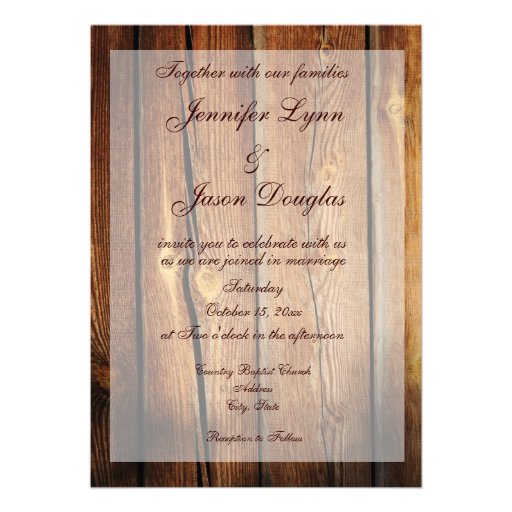 Rustic Country Barn Wood Wedding Invitations