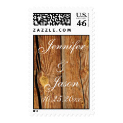 Rustic Country Barn Wood Wedding Postage Stamps