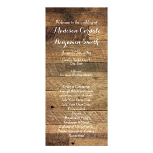 Rustic Country Barn Wood Wedding Program Template Custom Rack Cards