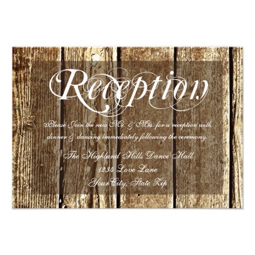 Rustic Country Barn Wood Wedding Reception Cards