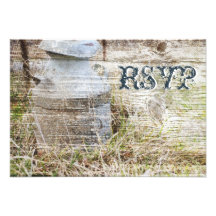 Rustic Country Barn Wood Wedding RSVP Cards