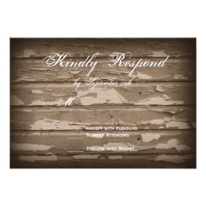 Rustic Country Barn Wood Wedding RSVP Cards