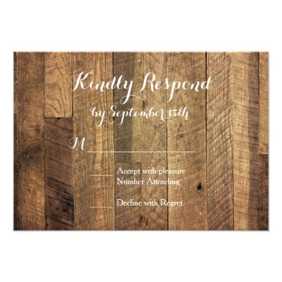 Rustic Country Barn Wood Wedding RSVP Cards
