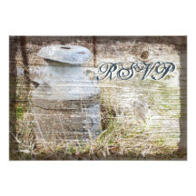 Rustic Country Barn Wood Wedding RSVP Cards