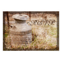 Rustic Country Barn Wood Wedding RSVP Cards