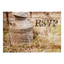 Rustic Country Barn Wood Wedding RSVP Cards