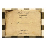 Rustic Country Black Sepia Checks Response Card Personalized Invites