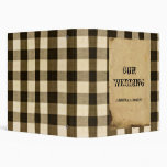 Rustic Country Black Sepia Checks Wedding Album Binder