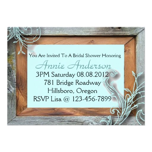 Rustic Country Bridal Shower Tea Party Invitation
