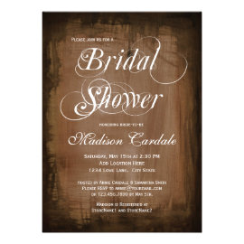 Rustic Country Brown Bridal Shower Invitations Announcement