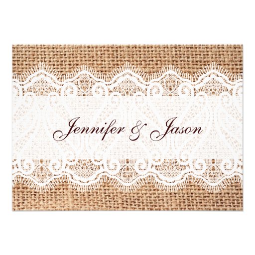 Rustic Country Burlap And Lace Wedding Invitations 4 5 X 6 25