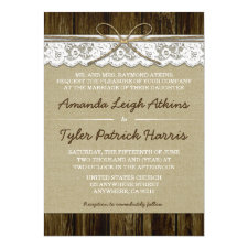 Rustic Country Burlap and Lace Wedding Invitations