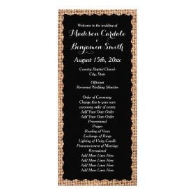 Rustic Country Burlap Black Wedding Programs Rack Cards