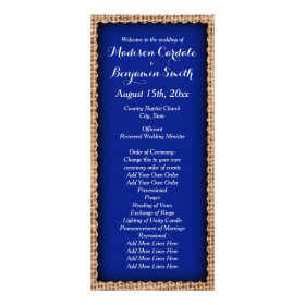 Rustic Country Burlap Blue Wedding Programs Rack Card Template