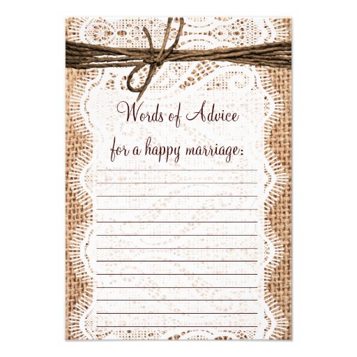 Rustic Country Burlap Bridal Advice Cards