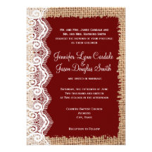 Rustic Country Burlap Lace Red Wedding Invitations