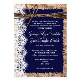 Rustic Country Burlap Lace Twine Wedding Invites 5