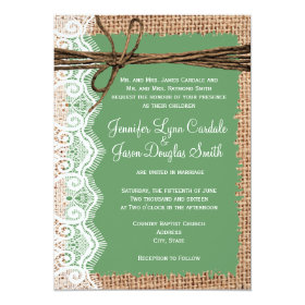 Rustic Country Burlap Lace Twine Wedding Invites 5