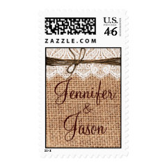 Rustic Country Burlap Lace Twine Wedding Stamps