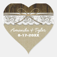 Rustic Country Burlap Lace Wedding Favor Stickers
