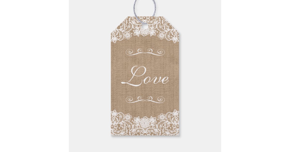 Rustic Country Burlap Lace Wedding Gift Tags Zazzle