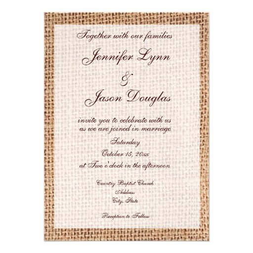 Rustic Country Burlap Lace Wedding Invitations