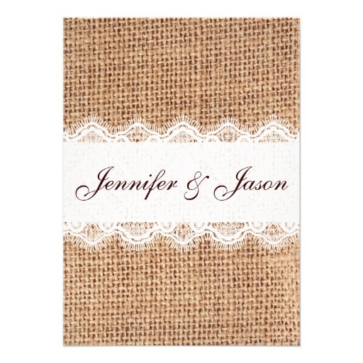 Rustic Country Burlap Lace Wedding Invitations