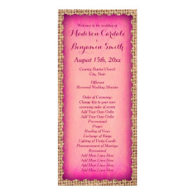 Rustic Country Burlap Pink Wedding Programs Rack Card Template
