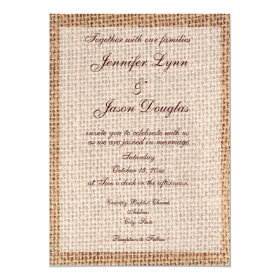 Rustic Country Burlap Print Wedding Invitations 5