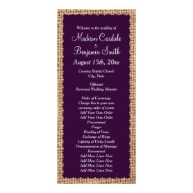 Rustic Country Burlap Purple Wedding Programs Custom Rack Cards
