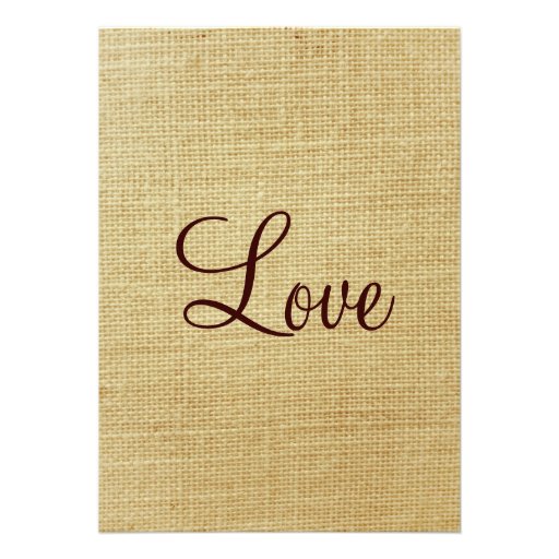 Rustic Country Burlap Twine Bow Wedding Invitation