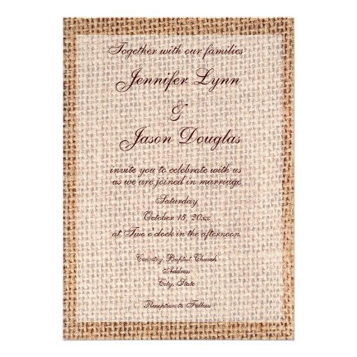 Rustic Country Burlap Wedding Invitations