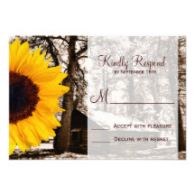 Rustic Country Cabin Sunflower Wedding RSVP Cards