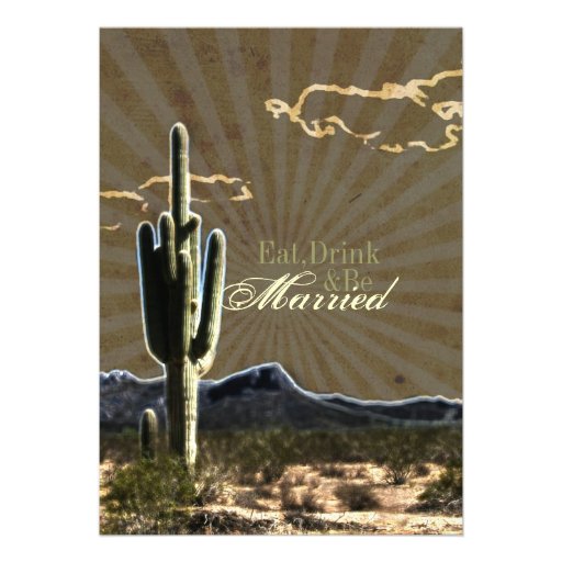 Rustic country cactus western rehearsal dinner personalized invitation
