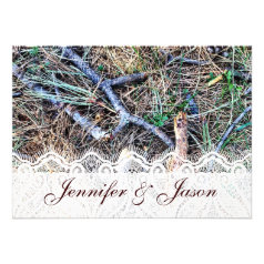 Rustic Country Camo and Lace Wedding Invitations