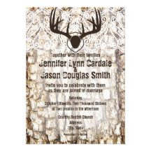 Rustic Country Camo Hunting Antlers Wedding Invite