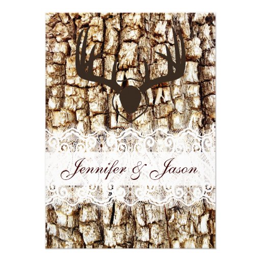 Rustic Country Camo Hunting Antlers Wedding Invite
