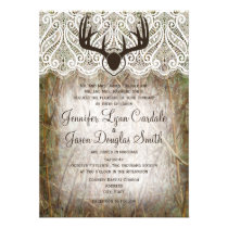 Rustic Country Camo Hunting Antlers Wedding Invite