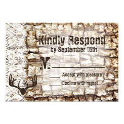 Rustic Country Camo Hunting Antlers Wedding RSVP Personalized Invitation