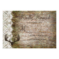 Rustic Country Camo Hunting Antlers Wedding RSVP Announcement