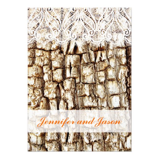 Rustic Country Camo Orange Bow Wedding Invitations