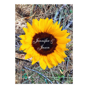 Rustic Country Camo Sunflower Wedding Invitations