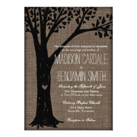 Rustic Country Carved Heart Tree Wedding Invites