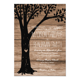 Rustic Country Carved Heart Tree Wedding Invites