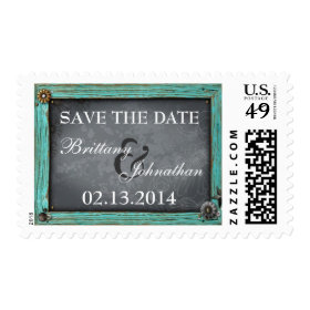 Rustic Country Chalkboard Save the Date Postage