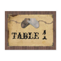 Rustic Country Cowboy Hats Barbed Table Number Postcards