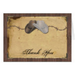Rustic Country Cowboy Hats Barbed Wire Thank You Card
