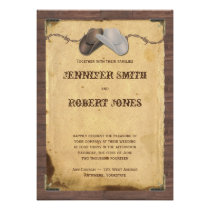 Rustic Country Cowboy Hats Barbed Wire Wedding Personalized Invites