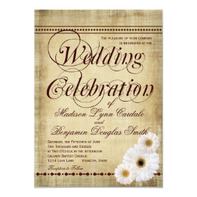 Rustic Country Daisies Vintage Wedding Invitations Custom Invites